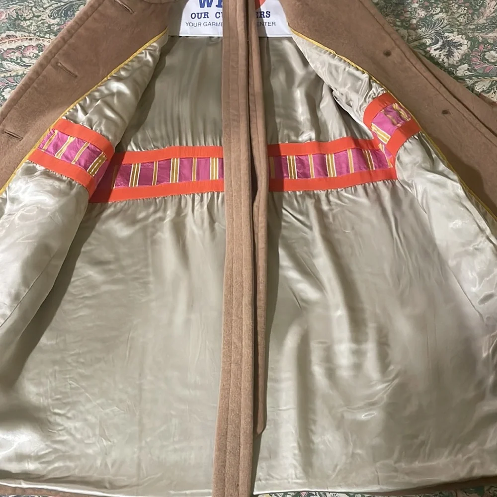 J. Crew Wool Cashmere belted wrap camel color overcoat with Peter Pan collar - Picture 2 of 10